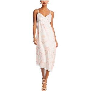 Wayf Mary Lace Trim Slip Midi Dress